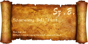 Szarvasy Bálint névjegykártya