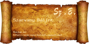 Szarvasy Bálint névjegykártya